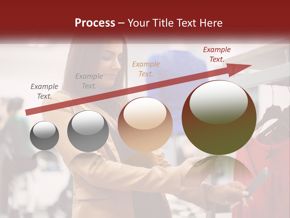 A Woman Looking At A Cell Phone In A Clothing Store PowerPoint Template