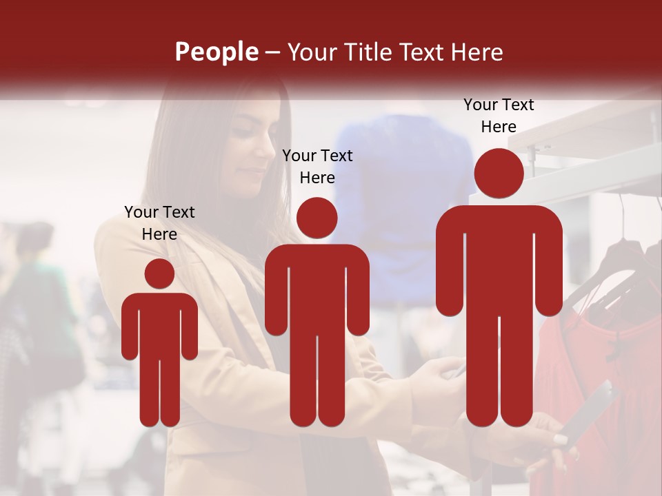 A Woman Looking At A Cell Phone In A Clothing Store PowerPoint Template