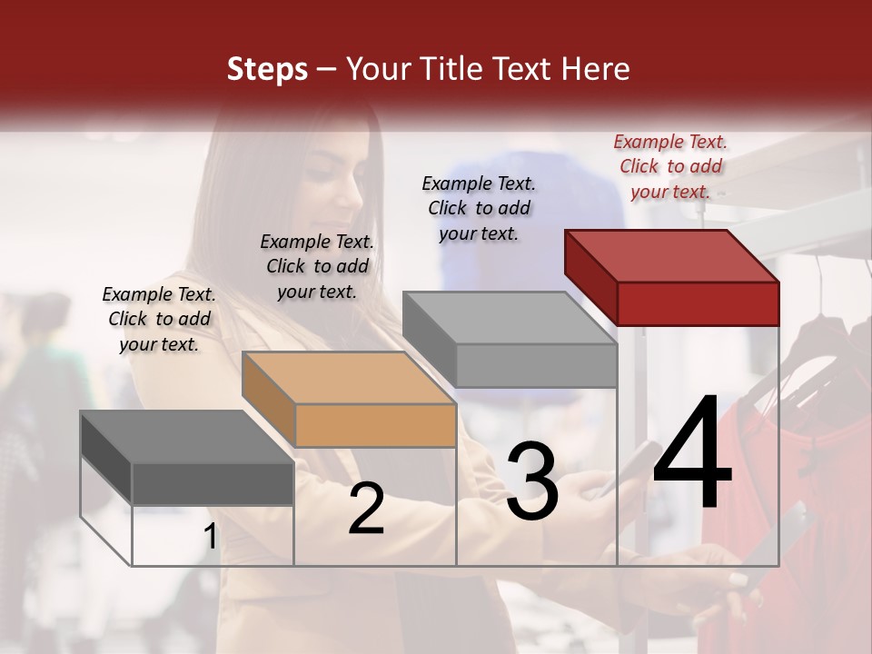 A Woman Looking At A Cell Phone In A Clothing Store PowerPoint Template