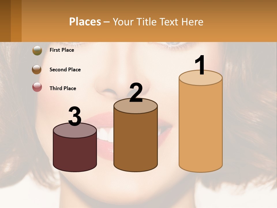 A Beautiful Woman With Blue Eyes And A Smile On Her Face PowerPoint Template