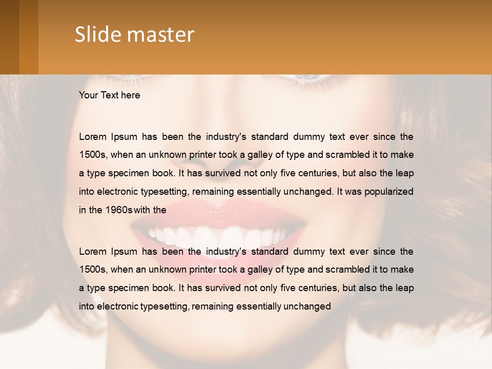 A Beautiful Woman With Blue Eyes And A Smile On Her Face PowerPoint Template