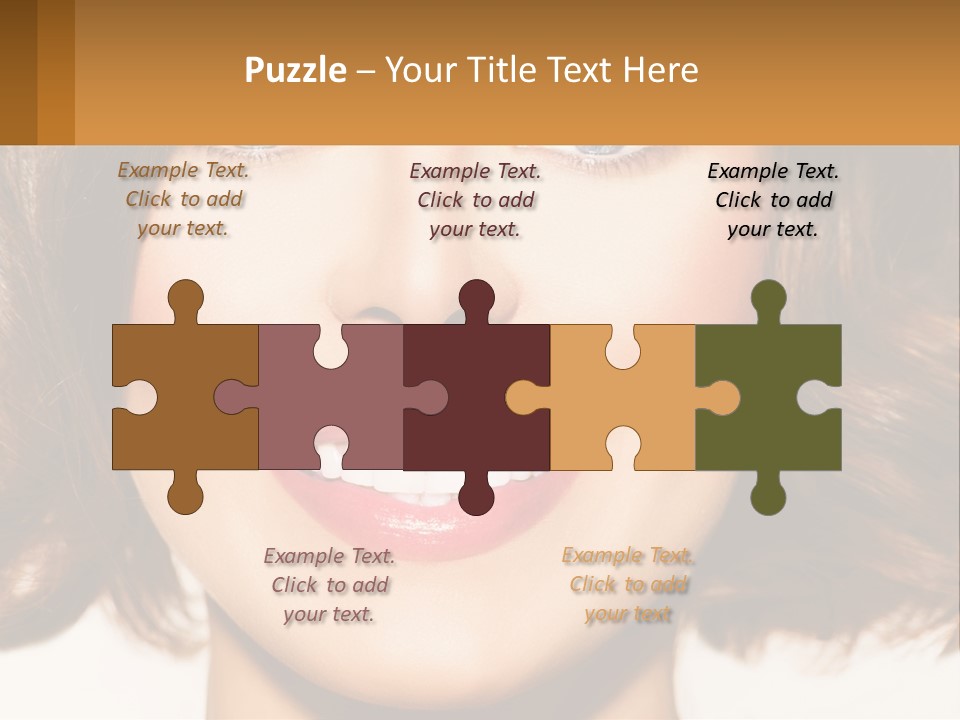 A Beautiful Woman With Blue Eyes And A Smile On Her Face PowerPoint Template