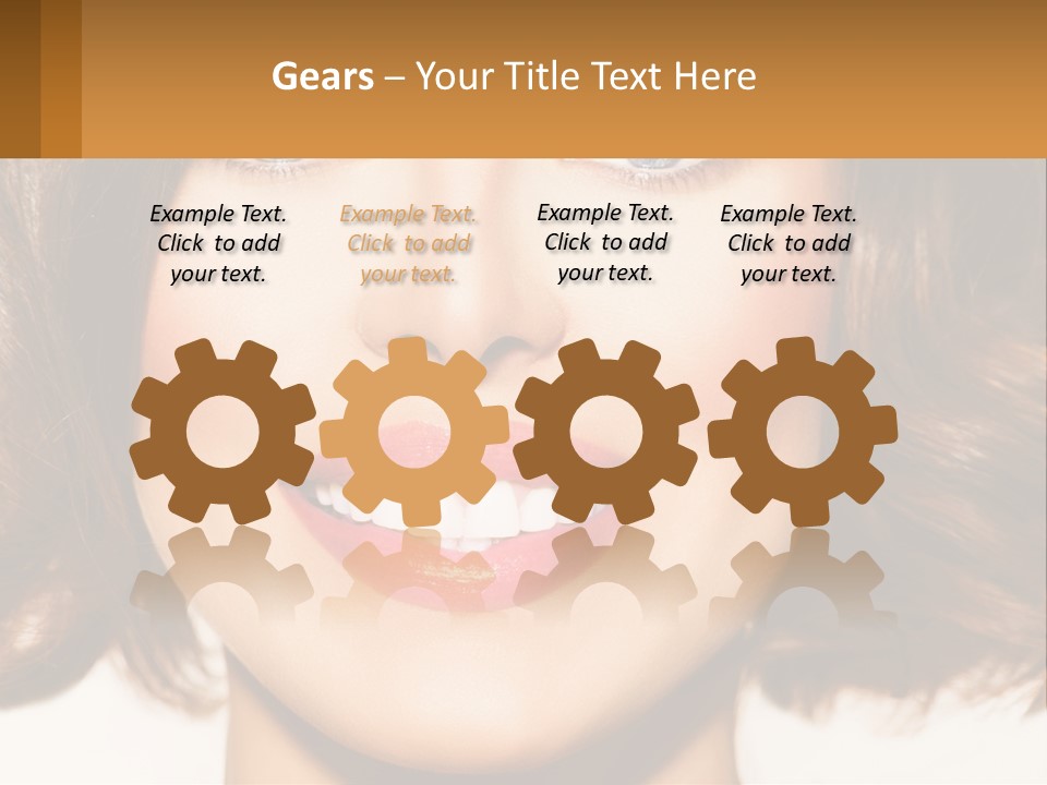 A Beautiful Woman With Blue Eyes And A Smile On Her Face PowerPoint Template