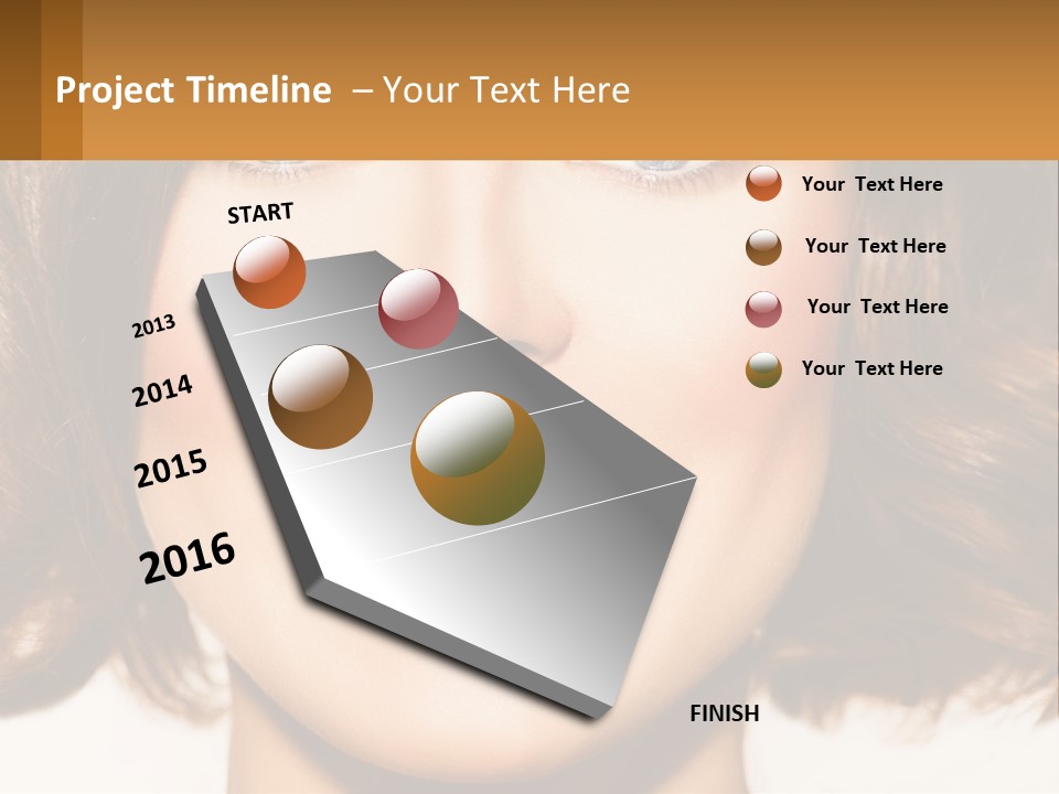 A Beautiful Woman With Blue Eyes And A Smile On Her Face PowerPoint Template