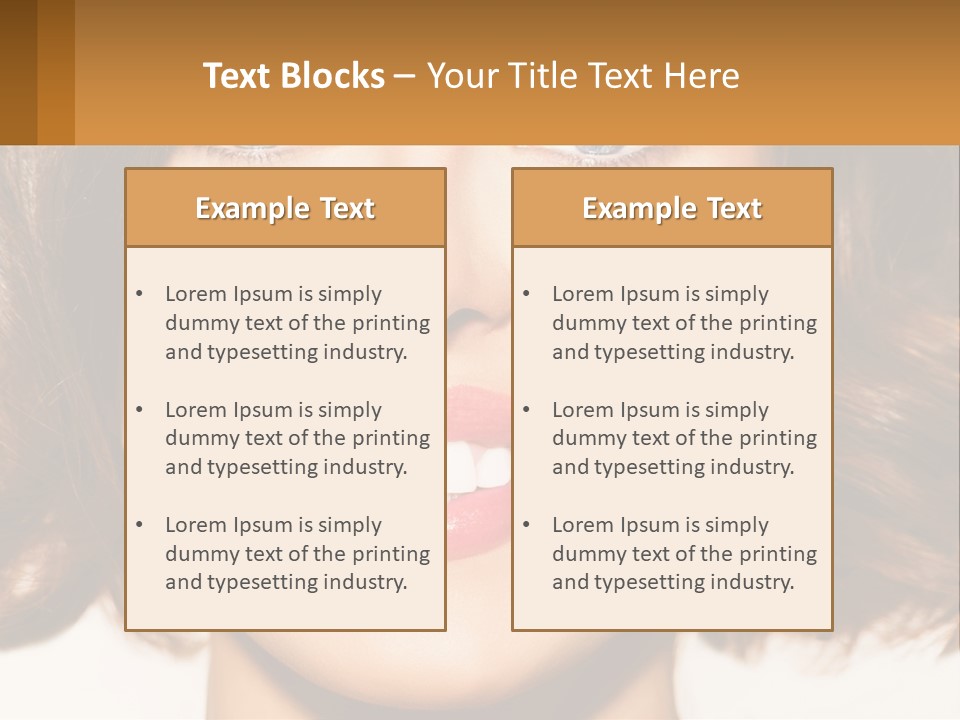 A Beautiful Woman With Blue Eyes And A Smile On Her Face PowerPoint Template