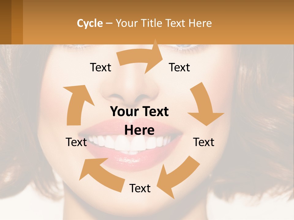 A Beautiful Woman With Blue Eyes And A Smile On Her Face PowerPoint Template