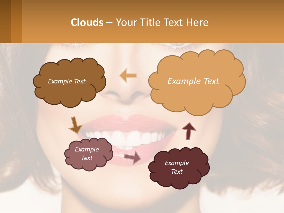 A Beautiful Woman With Blue Eyes And A Smile On Her Face PowerPoint Template