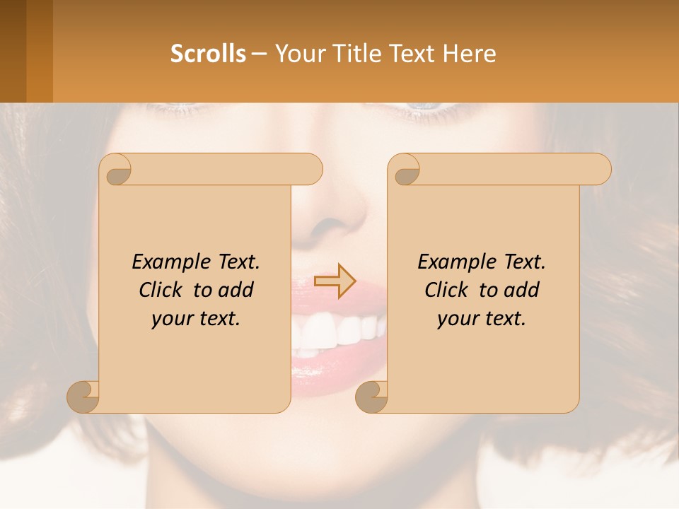 A Beautiful Woman With Blue Eyes And A Smile On Her Face PowerPoint Template