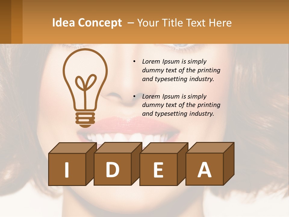 A Beautiful Woman With Blue Eyes And A Smile On Her Face PowerPoint Template