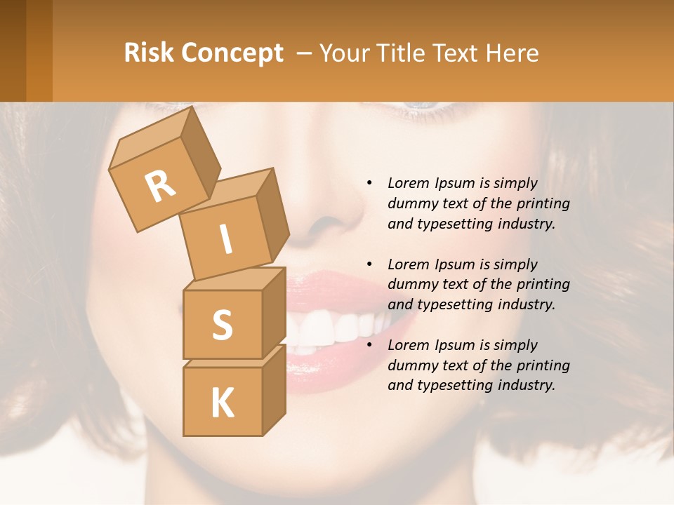 A Beautiful Woman With Blue Eyes And A Smile On Her Face PowerPoint Template