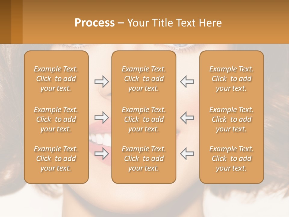A Beautiful Woman With Blue Eyes And A Smile On Her Face PowerPoint Template