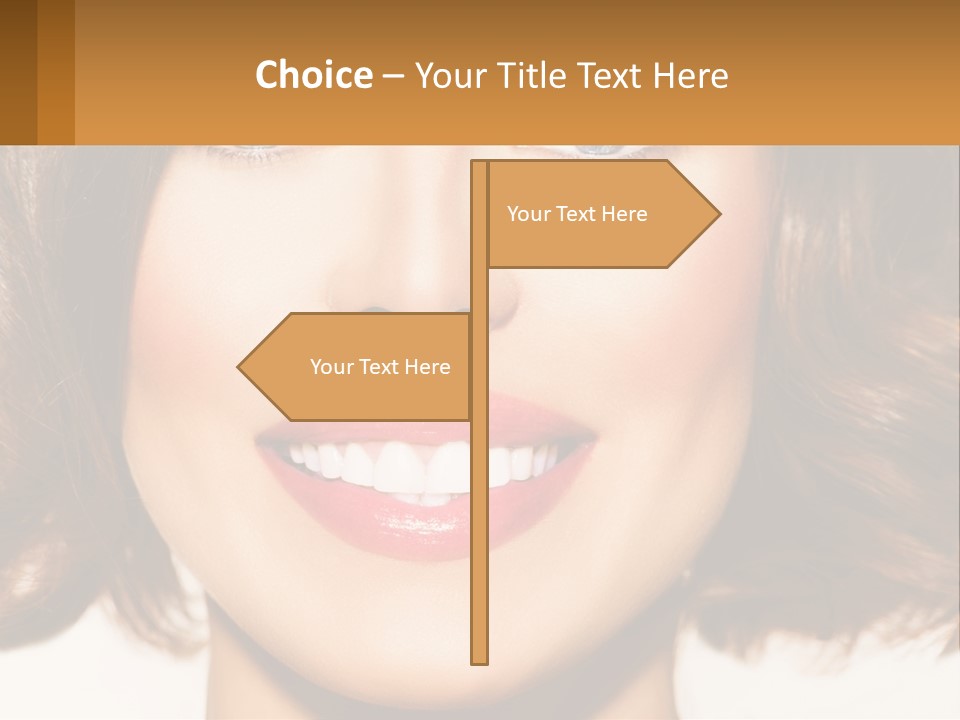 A Beautiful Woman With Blue Eyes And A Smile On Her Face PowerPoint Template