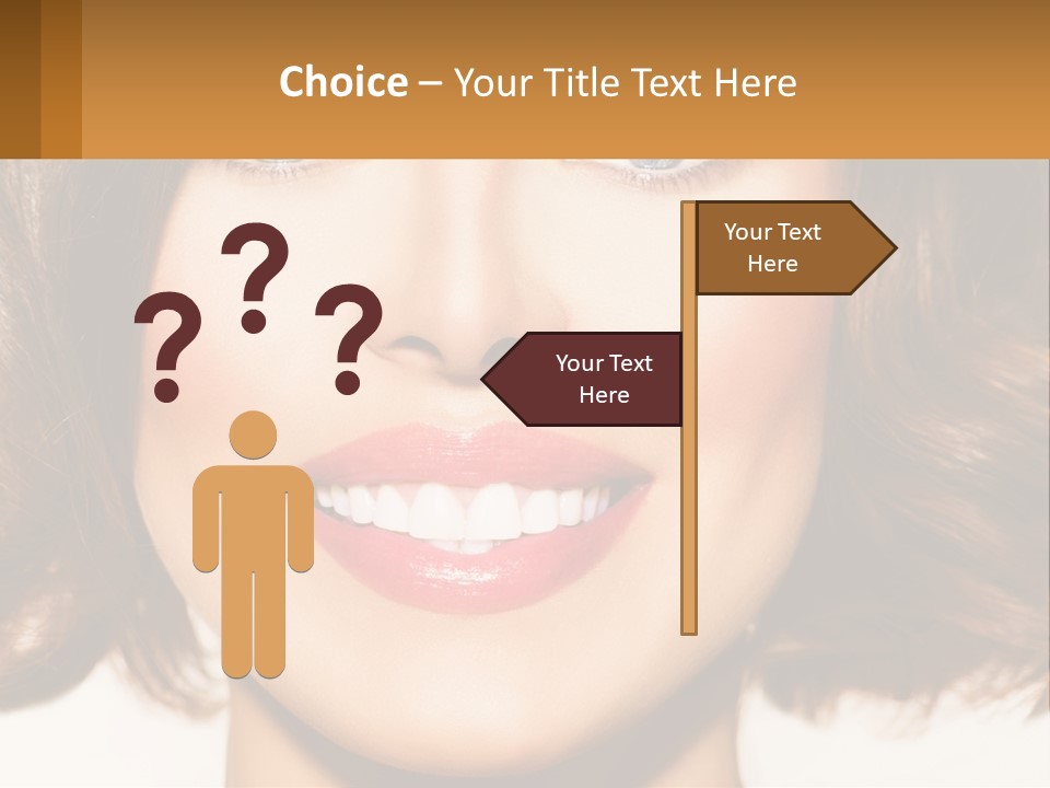 A Beautiful Woman With Blue Eyes And A Smile On Her Face PowerPoint Template