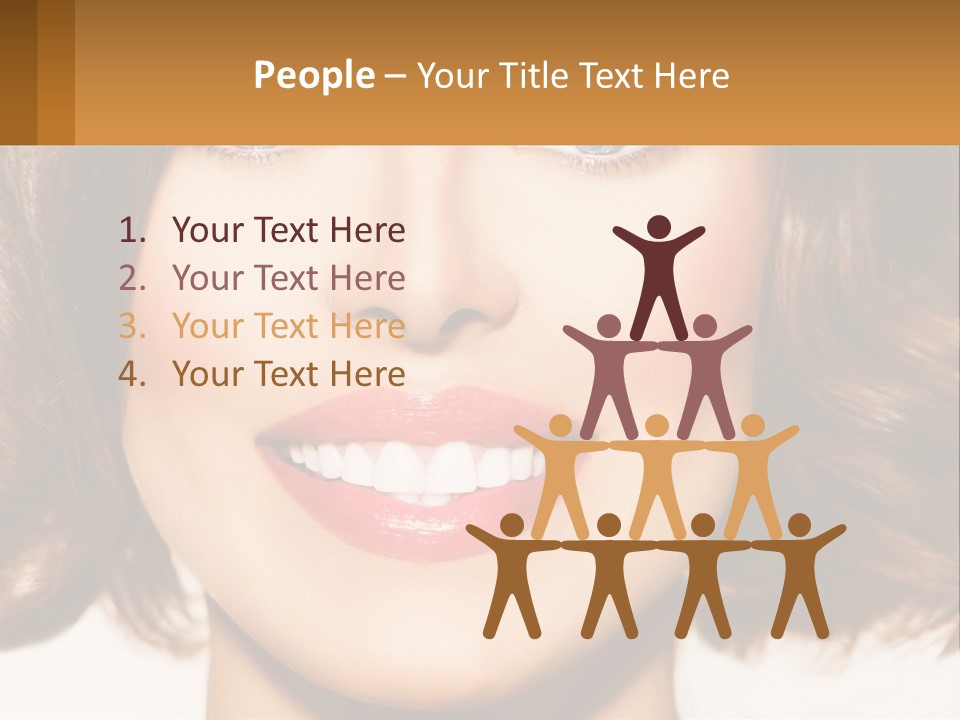 A Beautiful Woman With Blue Eyes And A Smile On Her Face PowerPoint Template