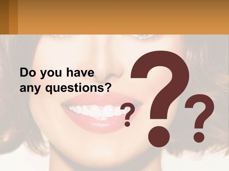 A Beautiful Woman With Blue Eyes And A Smile On Her Face PowerPoint Template