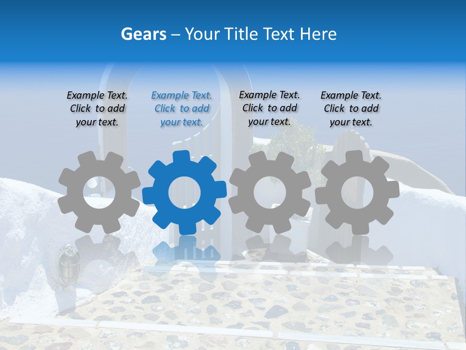 An Arch Over A Blue Ocean With A Plant In The Foreground PowerPoint Template