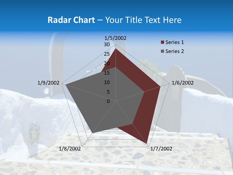 An Arch Over A Blue Ocean With A Plant In The Foreground PowerPoint Template