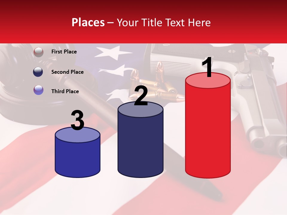 A Gun, A Revolver, And A Flag On A Table PowerPoint Template