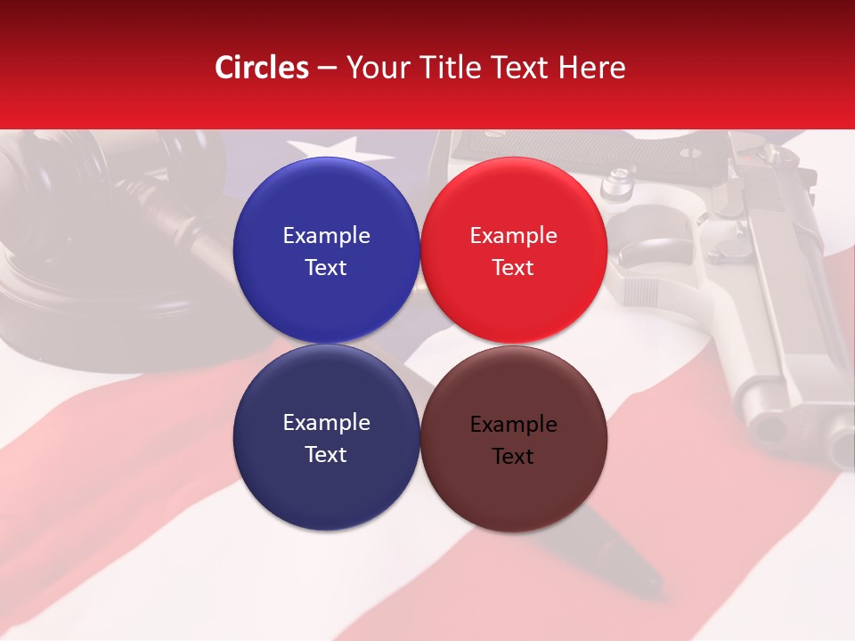 A Gun, A Revolver, And A Flag On A Table PowerPoint Template