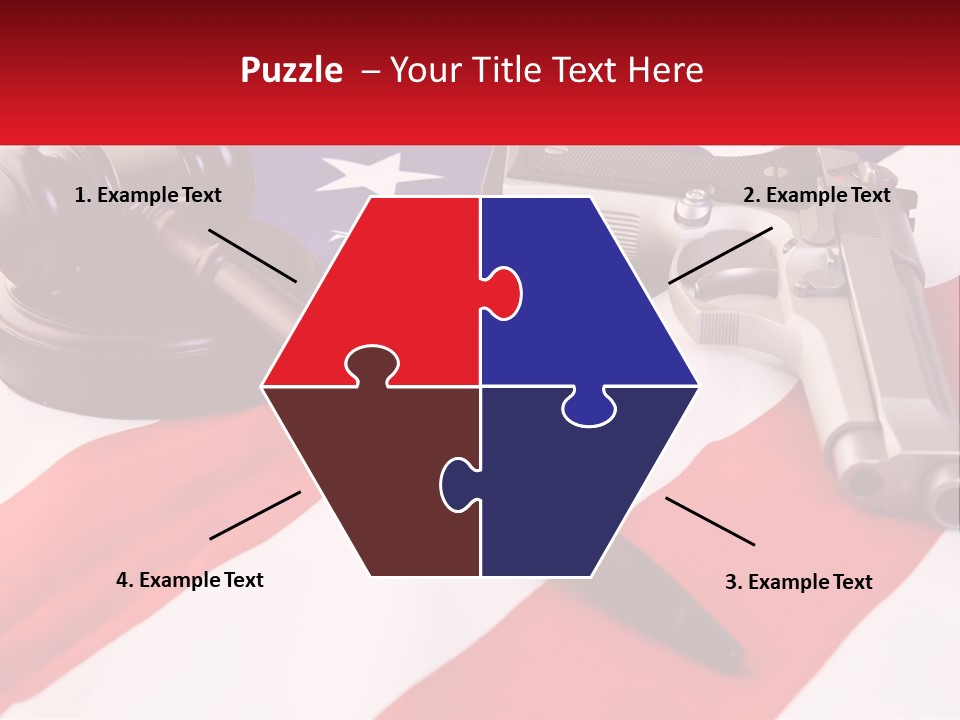 A Gun, A Revolver, And A Flag On A Table PowerPoint Template