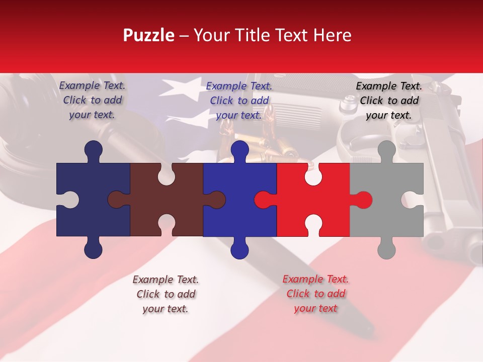 A Gun, A Revolver, And A Flag On A Table PowerPoint Template