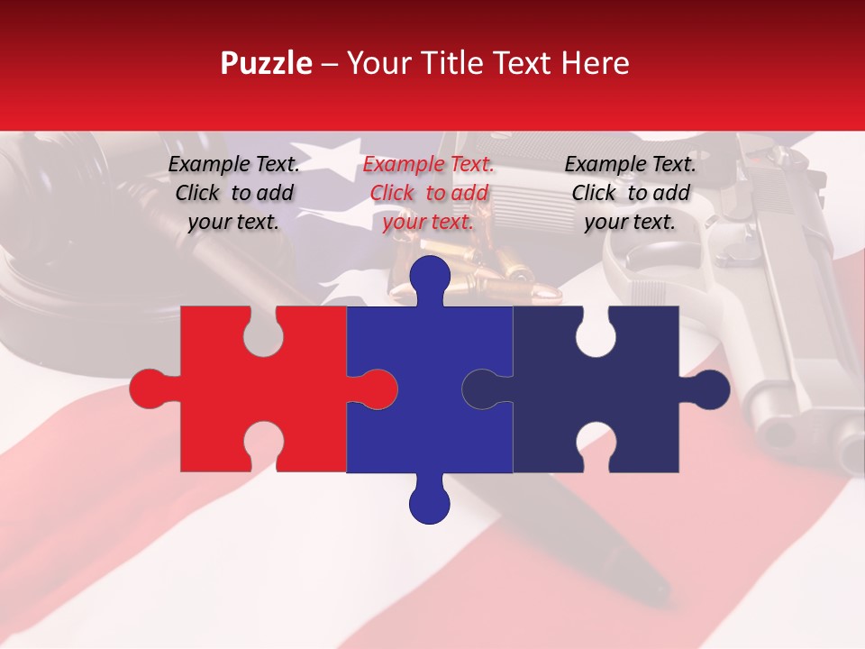 A Gun, A Revolver, And A Flag On A Table PowerPoint Template
