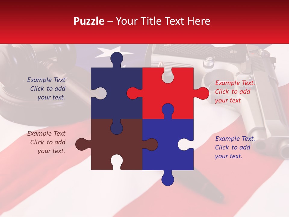 A Gun, A Revolver, And A Flag On A Table PowerPoint Template