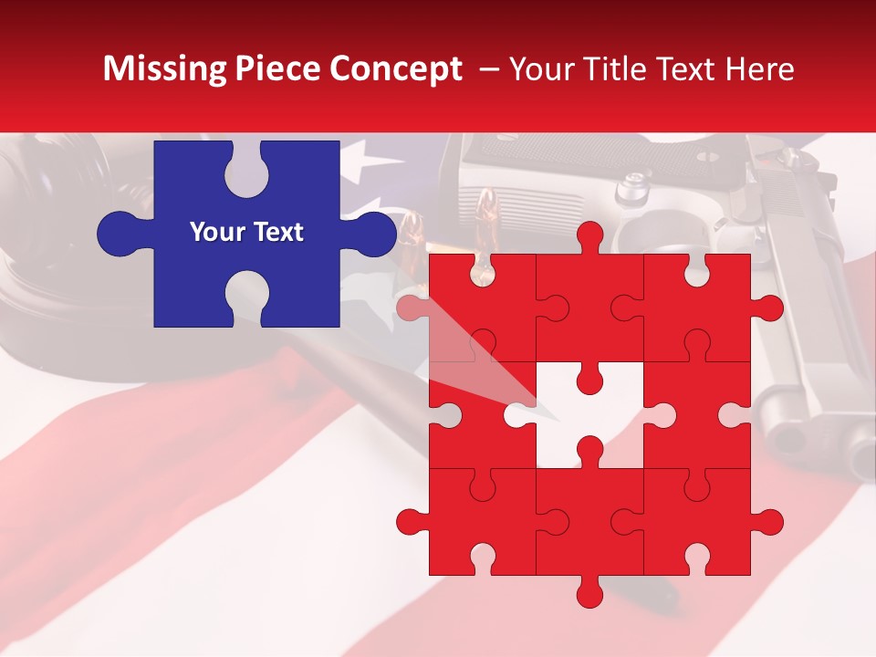 A Gun, A Revolver, And A Flag On A Table PowerPoint Template