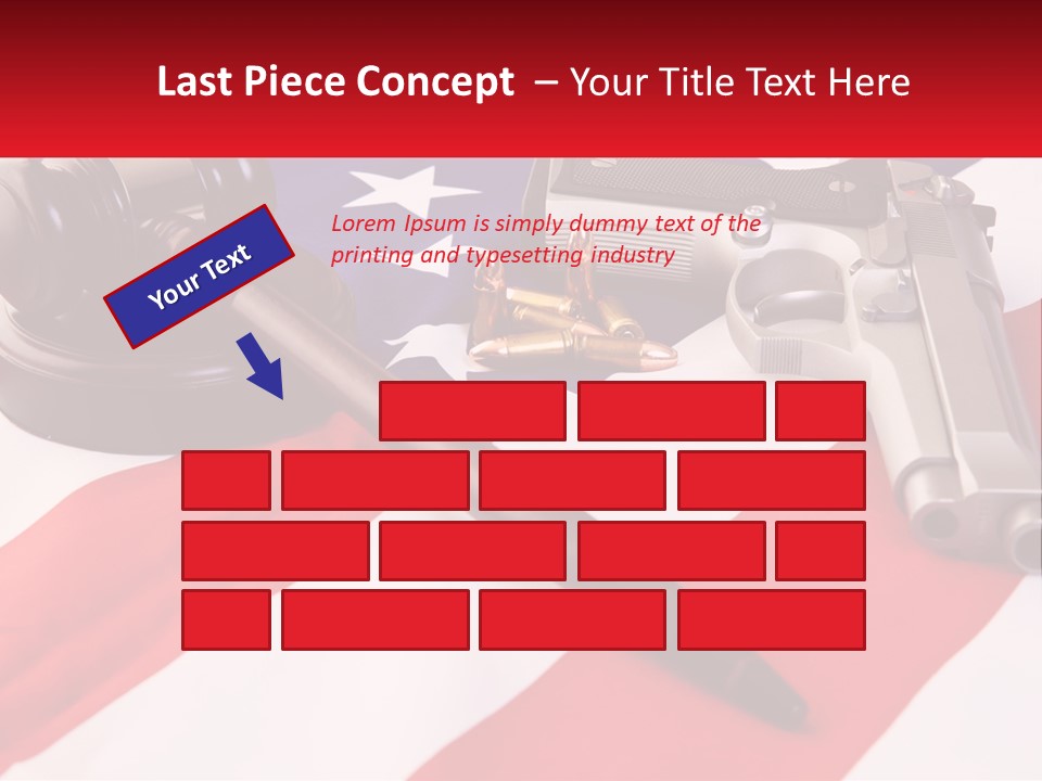 A Gun, A Revolver, And A Flag On A Table PowerPoint Template