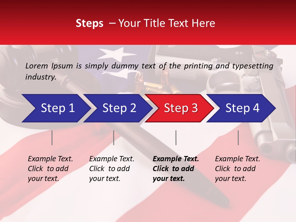 A Gun, A Revolver, And A Flag On A Table PowerPoint Template