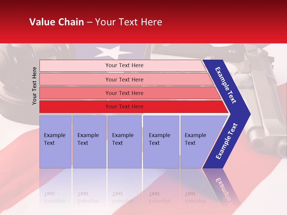A Gun, A Revolver, And A Flag On A Table PowerPoint Template