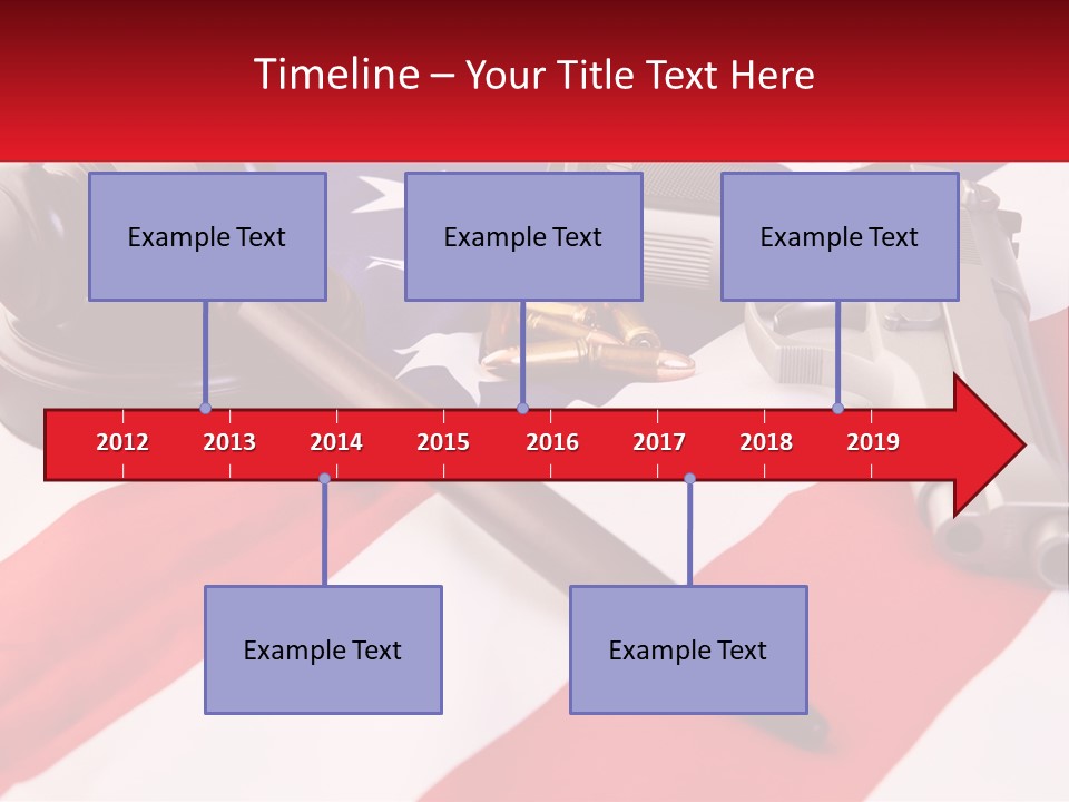 A Gun, A Revolver, And A Flag On A Table PowerPoint Template