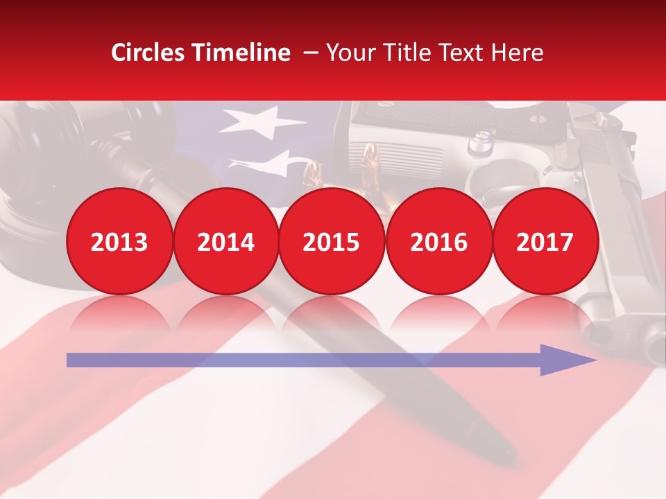 A Gun, A Revolver, And A Flag On A Table PowerPoint Template