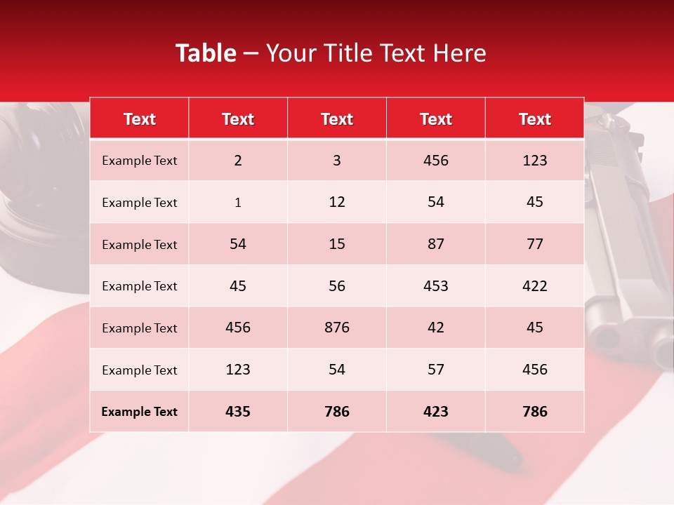 A Gun, A Revolver, And A Flag On A Table PowerPoint Template