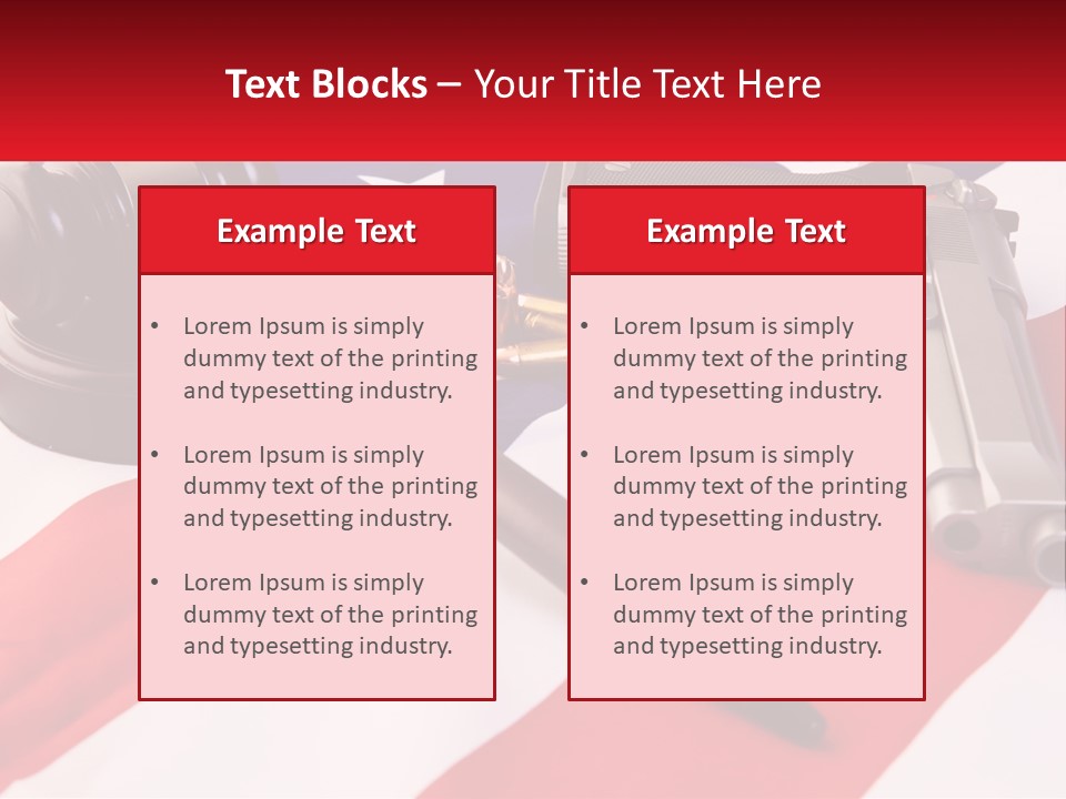 A Gun, A Revolver, And A Flag On A Table PowerPoint Template
