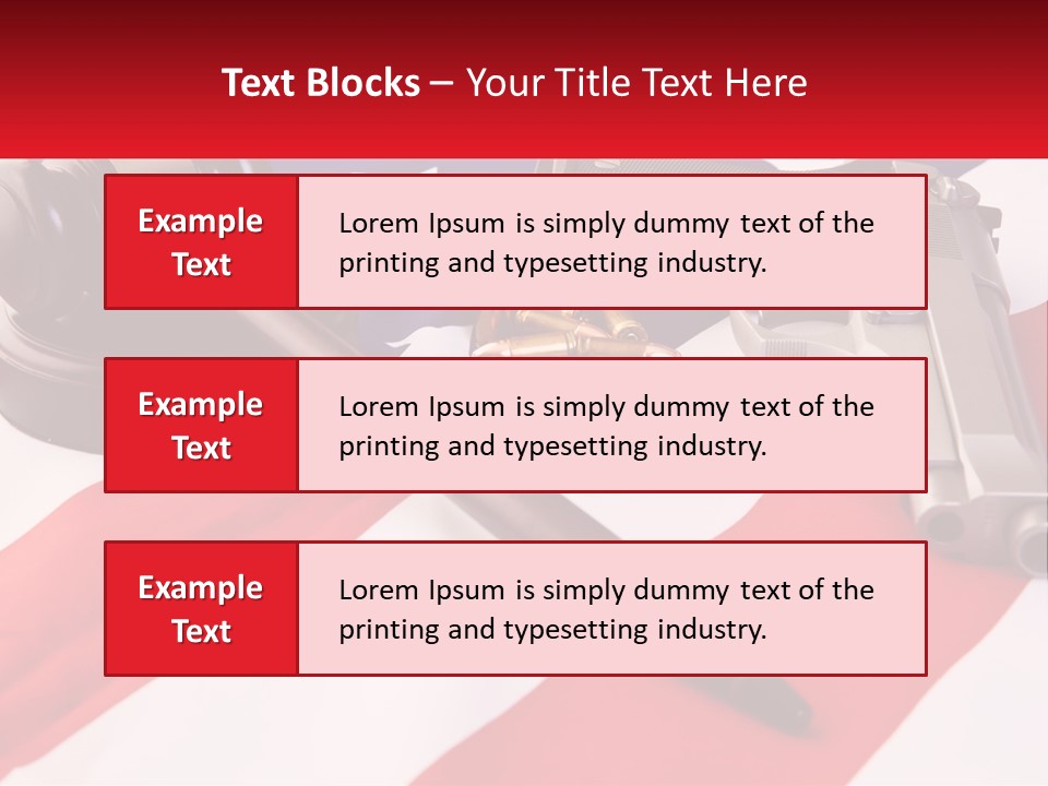 A Gun, A Revolver, And A Flag On A Table PowerPoint Template