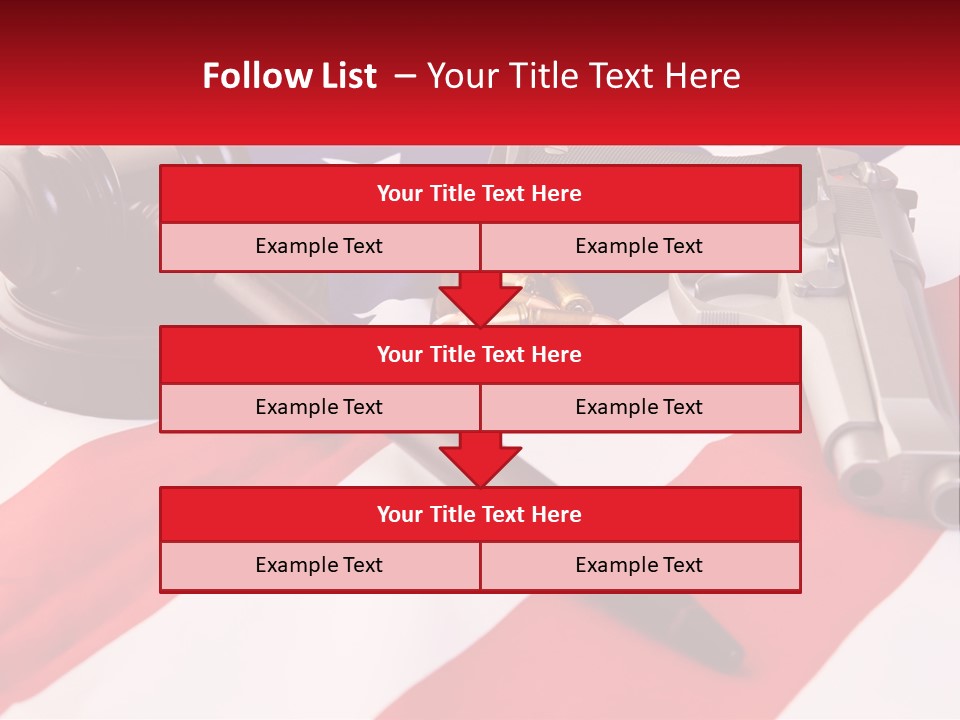 A Gun, A Revolver, And A Flag On A Table PowerPoint Template