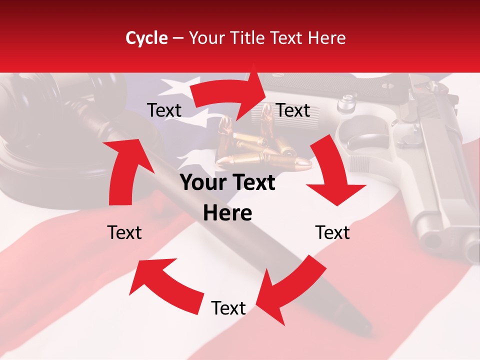 A Gun, A Revolver, And A Flag On A Table PowerPoint Template