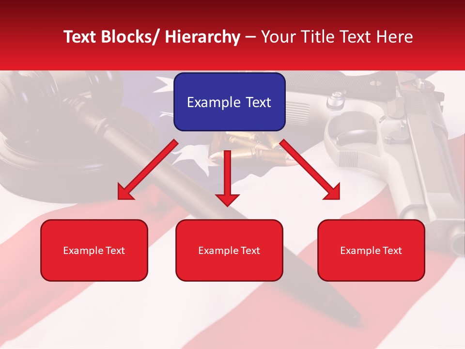 A Gun, A Revolver, And A Flag On A Table PowerPoint Template