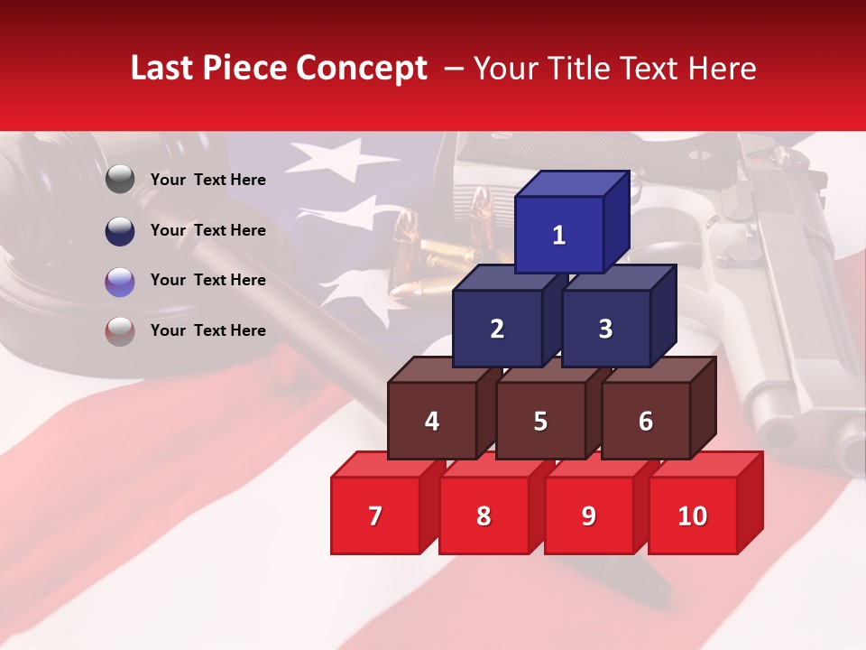 A Gun, A Revolver, And A Flag On A Table PowerPoint Template