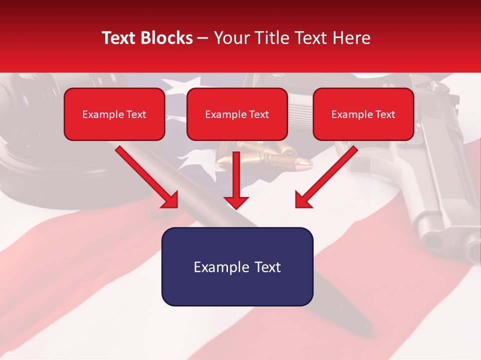A Gun, A Revolver, And A Flag On A Table PowerPoint Template