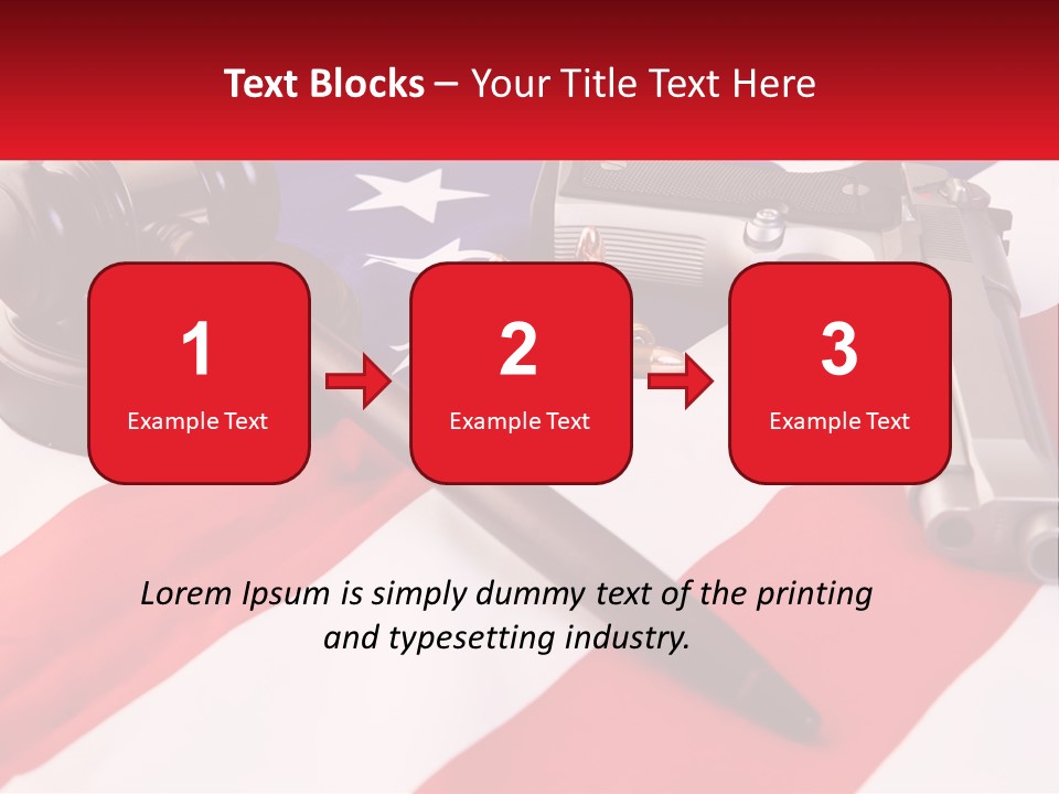 A Gun, A Revolver, And A Flag On A Table PowerPoint Template