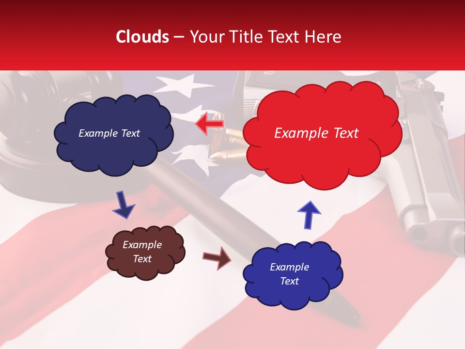 A Gun, A Revolver, And A Flag On A Table PowerPoint Template