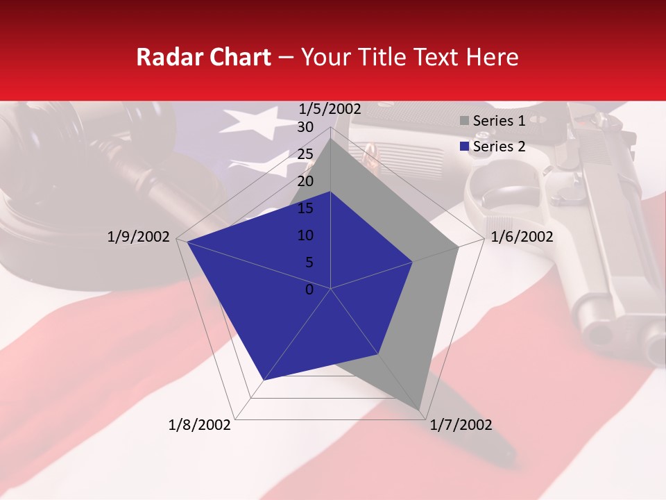A Gun, A Revolver, And A Flag On A Table PowerPoint Template