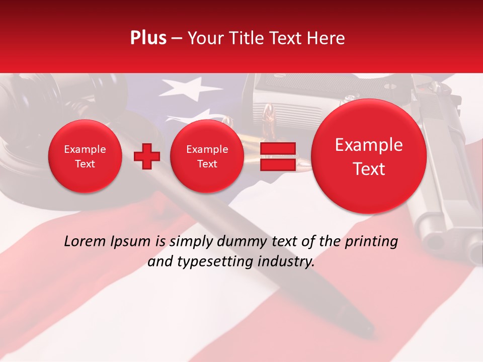 A Gun, A Revolver, And A Flag On A Table PowerPoint Template