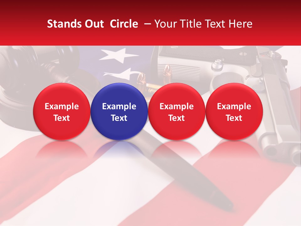 A Gun, A Revolver, And A Flag On A Table PowerPoint Template