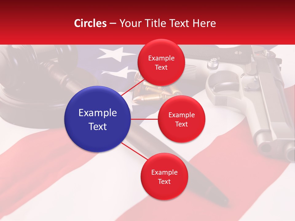 A Gun, A Revolver, And A Flag On A Table PowerPoint Template