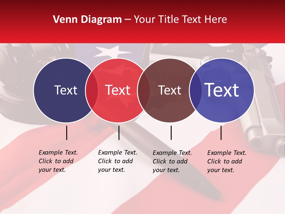 A Gun, A Revolver, And A Flag On A Table PowerPoint Template