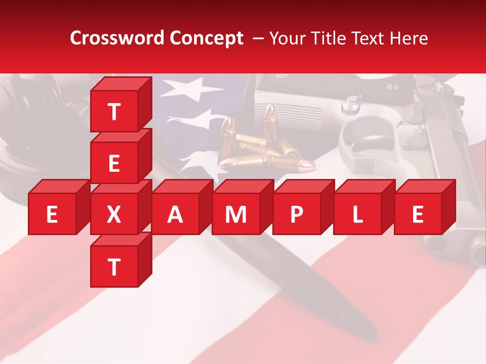 A Gun, A Revolver, And A Flag On A Table PowerPoint Template