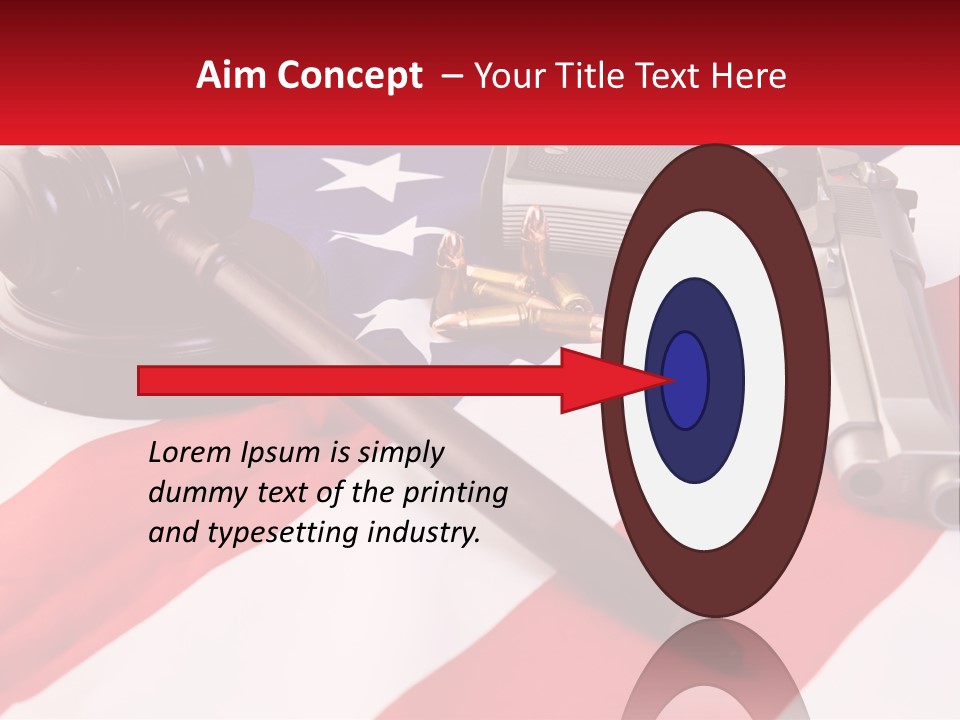A Gun, A Revolver, And A Flag On A Table PowerPoint Template